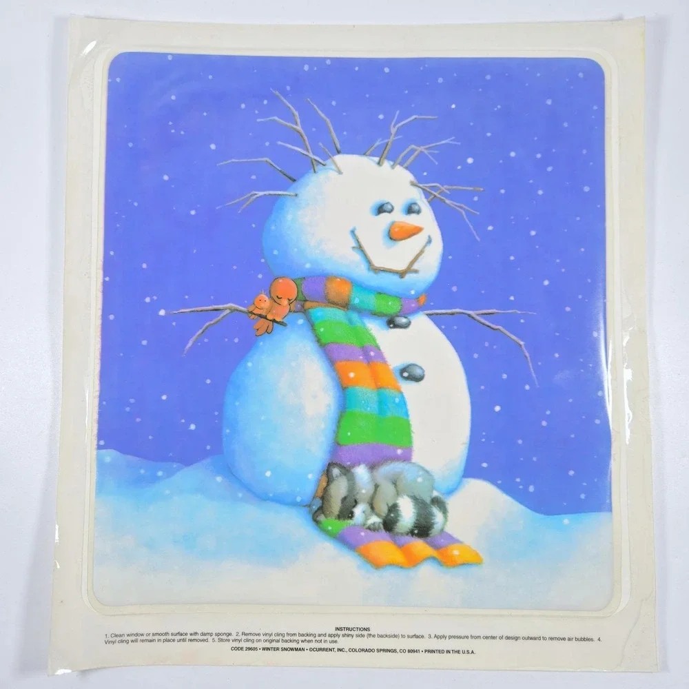 Window‎ Clings Vtg 90s Holiday Christmas Angels Snowman Gingerbread USA